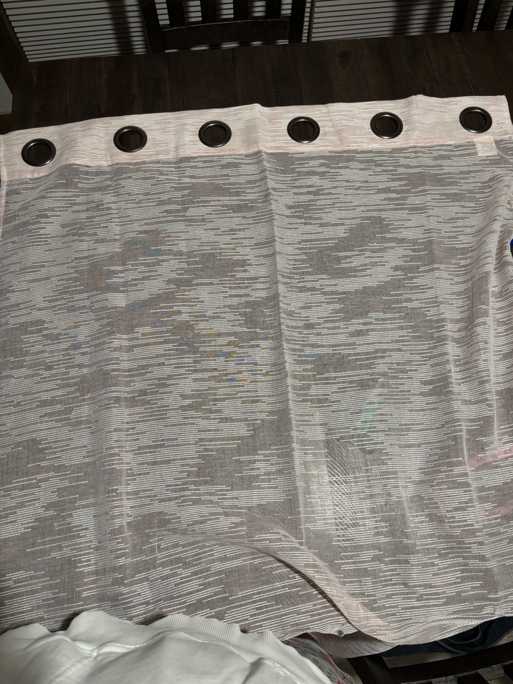 Pale pink sheer curtains (5 panels) length is 84”
